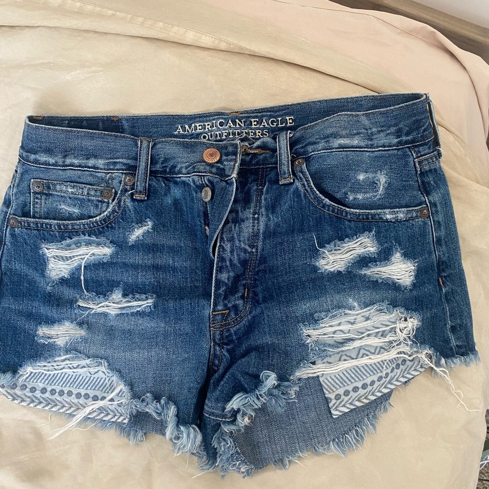 American Eagle destroyed denim shorts